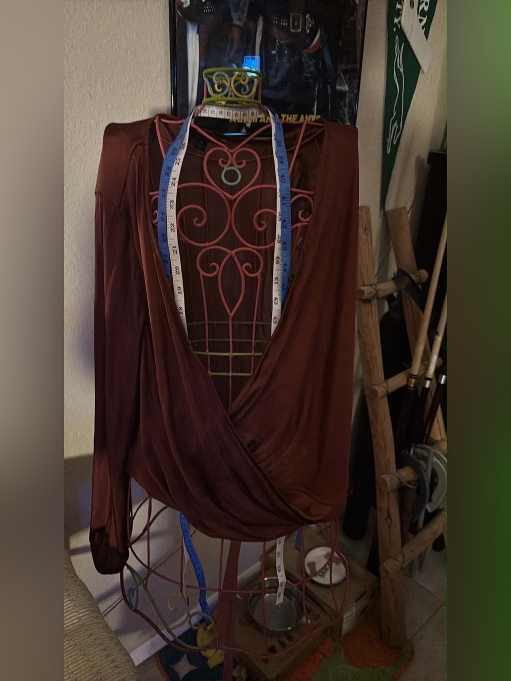 Banana Republic Deep Brown Draped Wrap Blouse